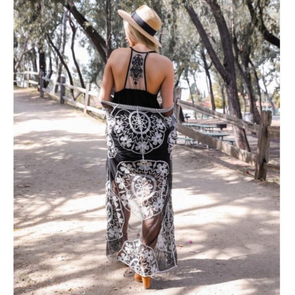 Last 1 S ! New Tattoo Boho Ruffle Trim Slip Dress - Picture 6 of 9